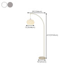 Lampadaire arqué moderne chromé blanc avec abat-jour en forme de fleur