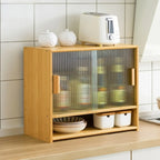 Vitrine en bambou avec porte vitrée pour cuisine