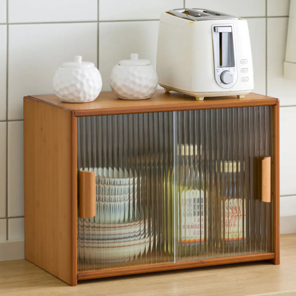 Vitrine en bambou avec porte vitrée pour cuisine