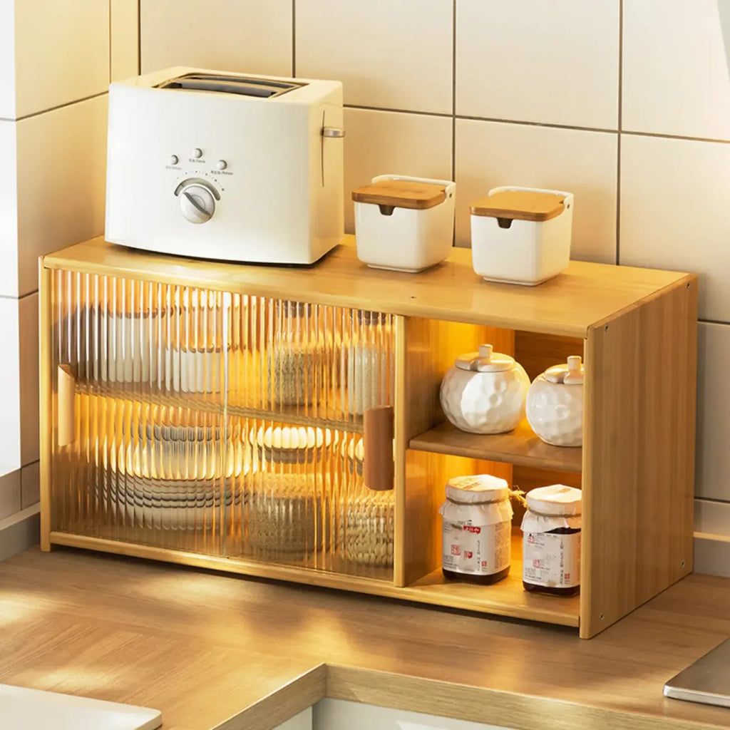 Vitrine en bambou avec porte vitrée pour cuisine