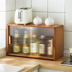 Vitrine en bambou avec porte vitrée pour cuisine
