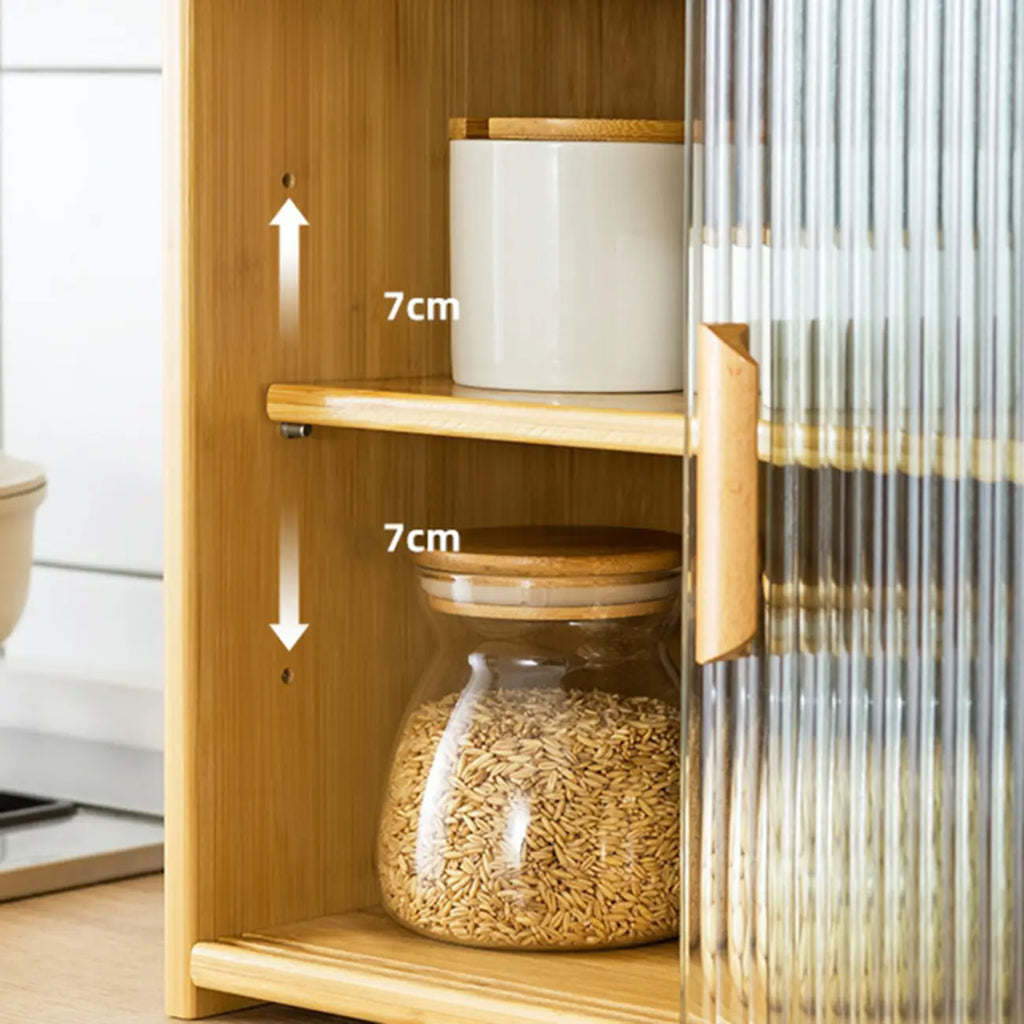 Vitrine en bambou avec porte vitrée pour cuisine
