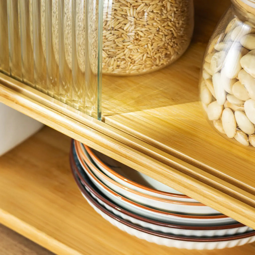 Vitrine en bambou avec porte vitrée pour cuisine