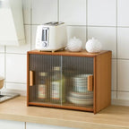 Vitrine en bambou avec porte vitrée pour cuisine
