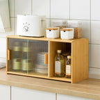 Vitrine en bambou avec porte vitrée pour cuisine