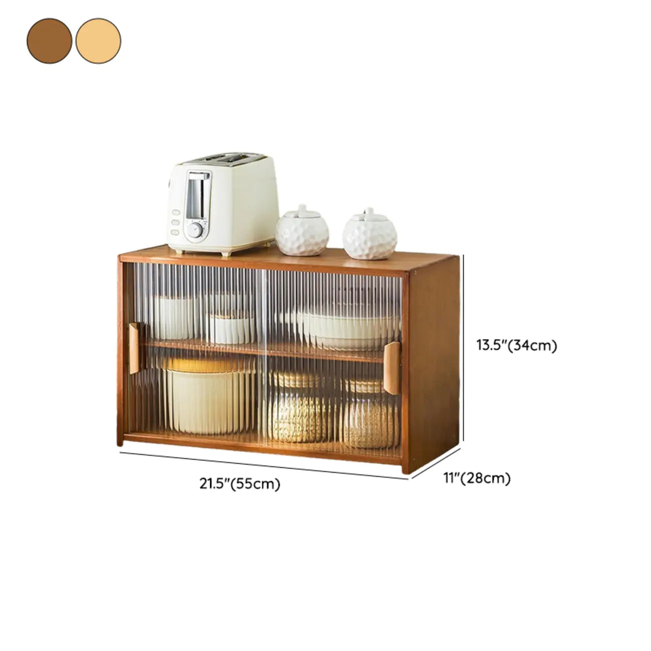 Vitrine en bambou avec porte vitrée pour cuisine
