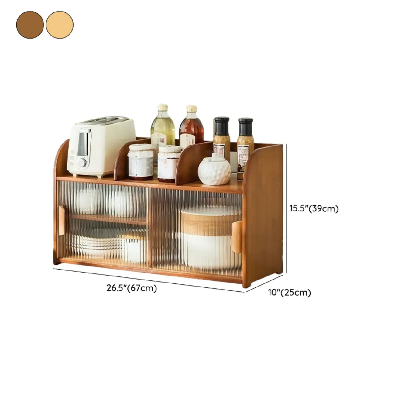 Vitrine en bambou avec porte vitrée pour cuisine