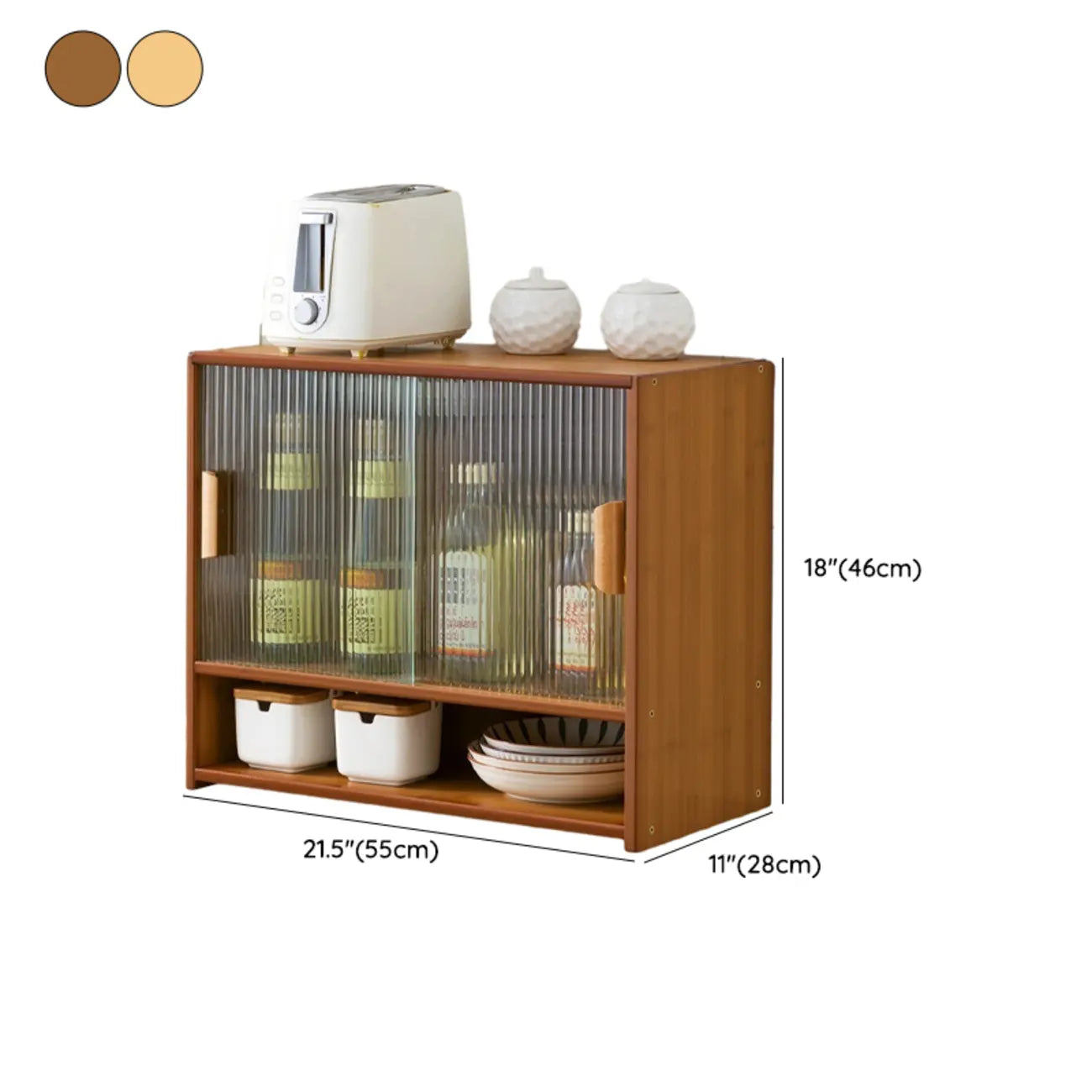 Vitrine en bambou avec porte vitrée pour cuisine