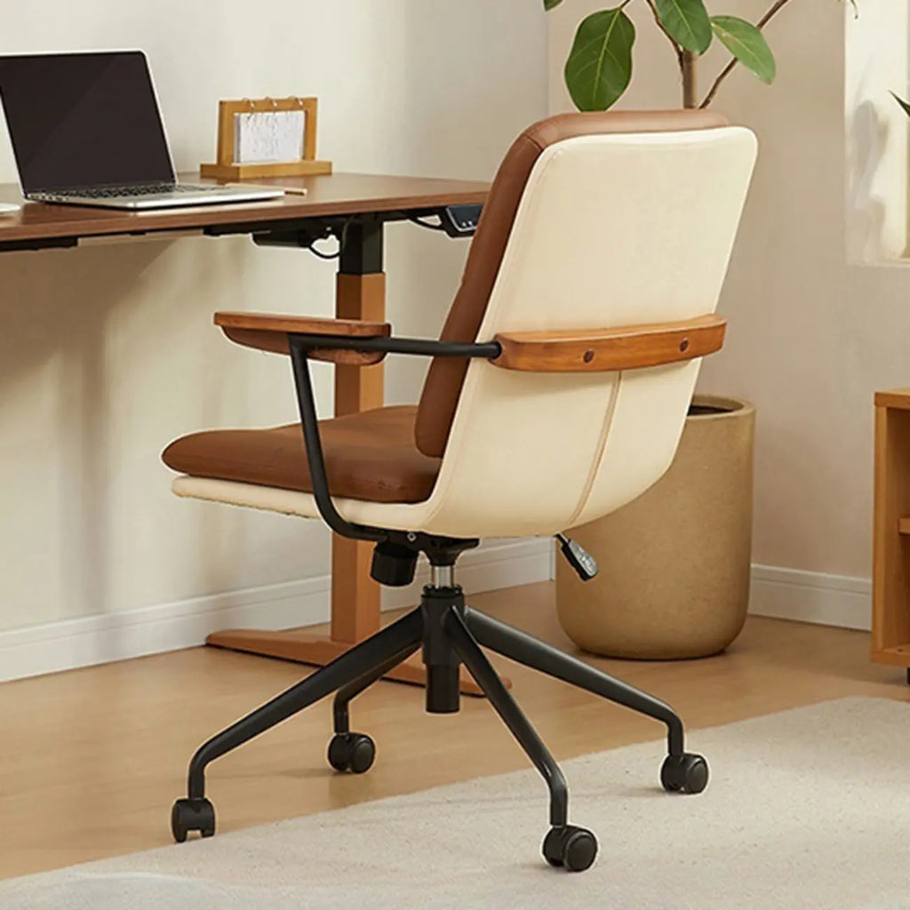Chaise de bureau pivotante réglable, rembourrée et moderne, marron