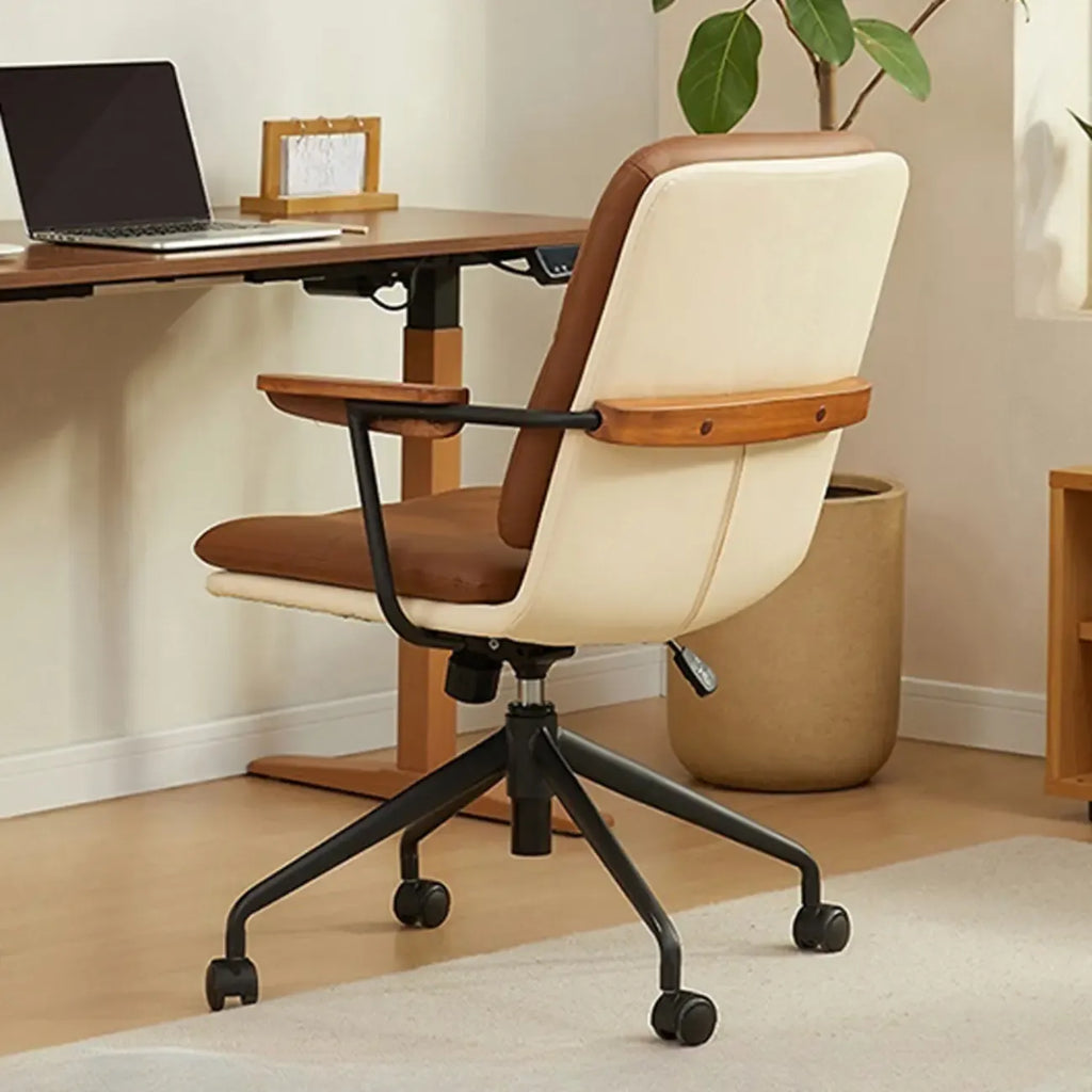 Chaise de bureau pivotante réglable, rembourrée et moderne, marron
