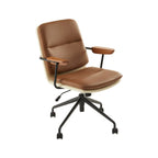 Chaise de bureau pivotante réglable, rembourrée et moderne, marron