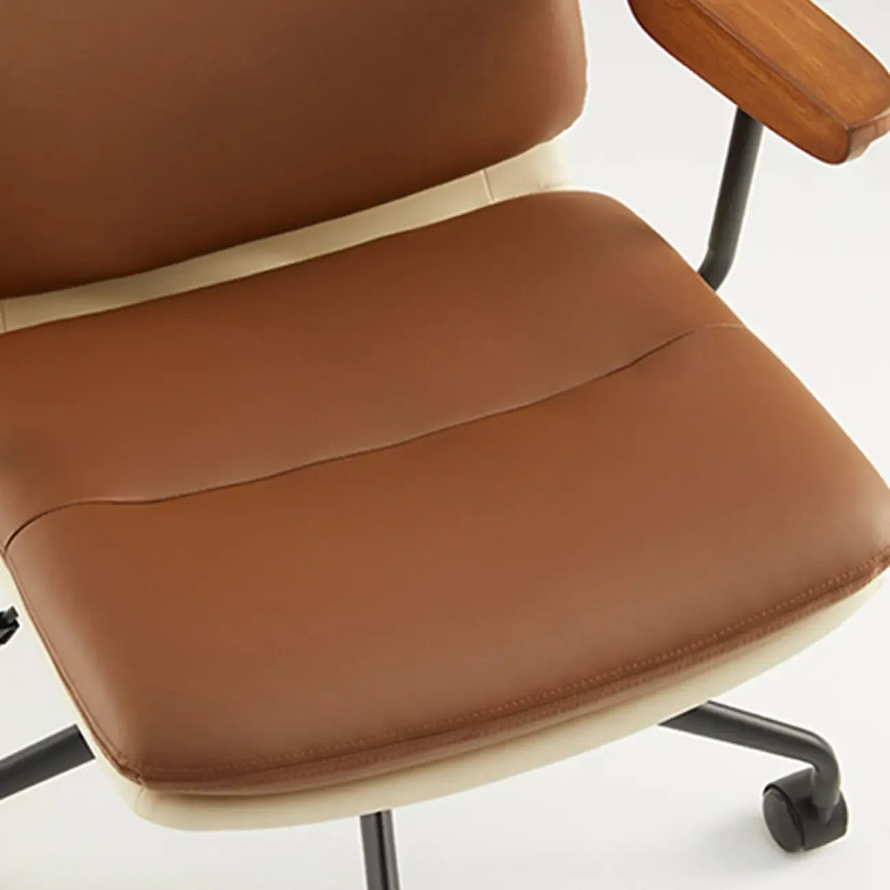 Chaise de bureau pivotante réglable, rembourrée et moderne, marron