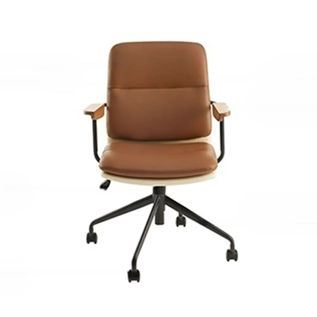Chaise de bureau pivotante réglable, rembourrée et moderne, marron