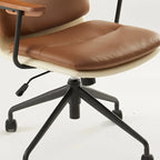 Chaise de bureau pivotante réglable, rembourrée et moderne, marron