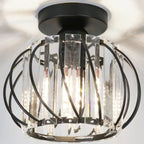 Plafonnier semi-encastré moderne en cristal noir pour couloir