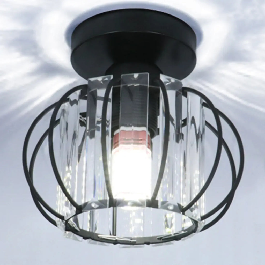 Plafonnier semi-encastré moderne en cristal noir pour couloir
