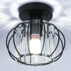 Plafonnier semi-encastré moderne en cristal noir pour couloir