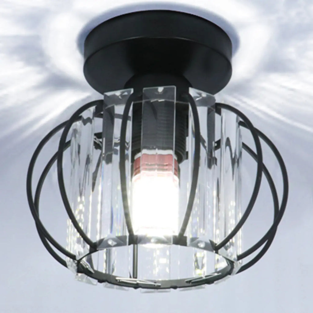 Plafonnier semi-encastré moderne en cristal noir pour couloir