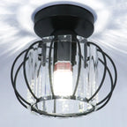 Plafonnier semi-encastré moderne en cristal noir pour couloir