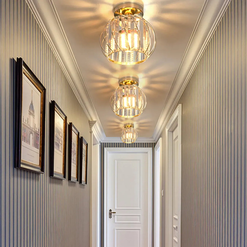 Plafonnier semi-encastré moderne en cristal noir pour couloir