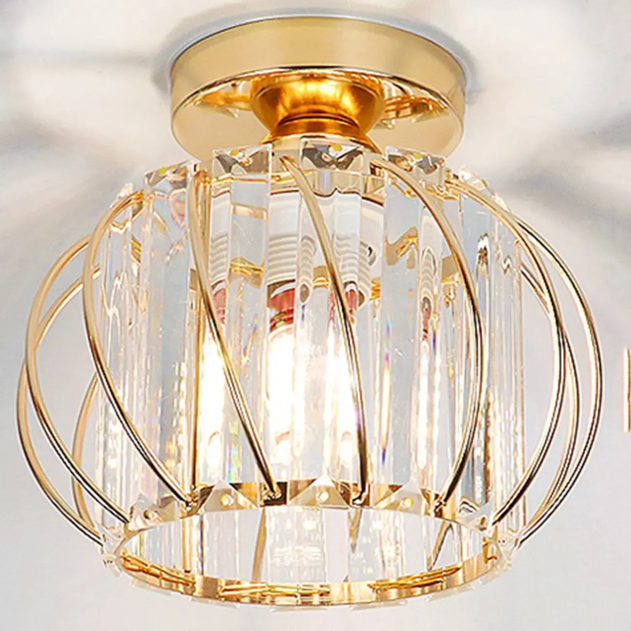 Plafonnier semi-encastré moderne en cristal noir pour couloir