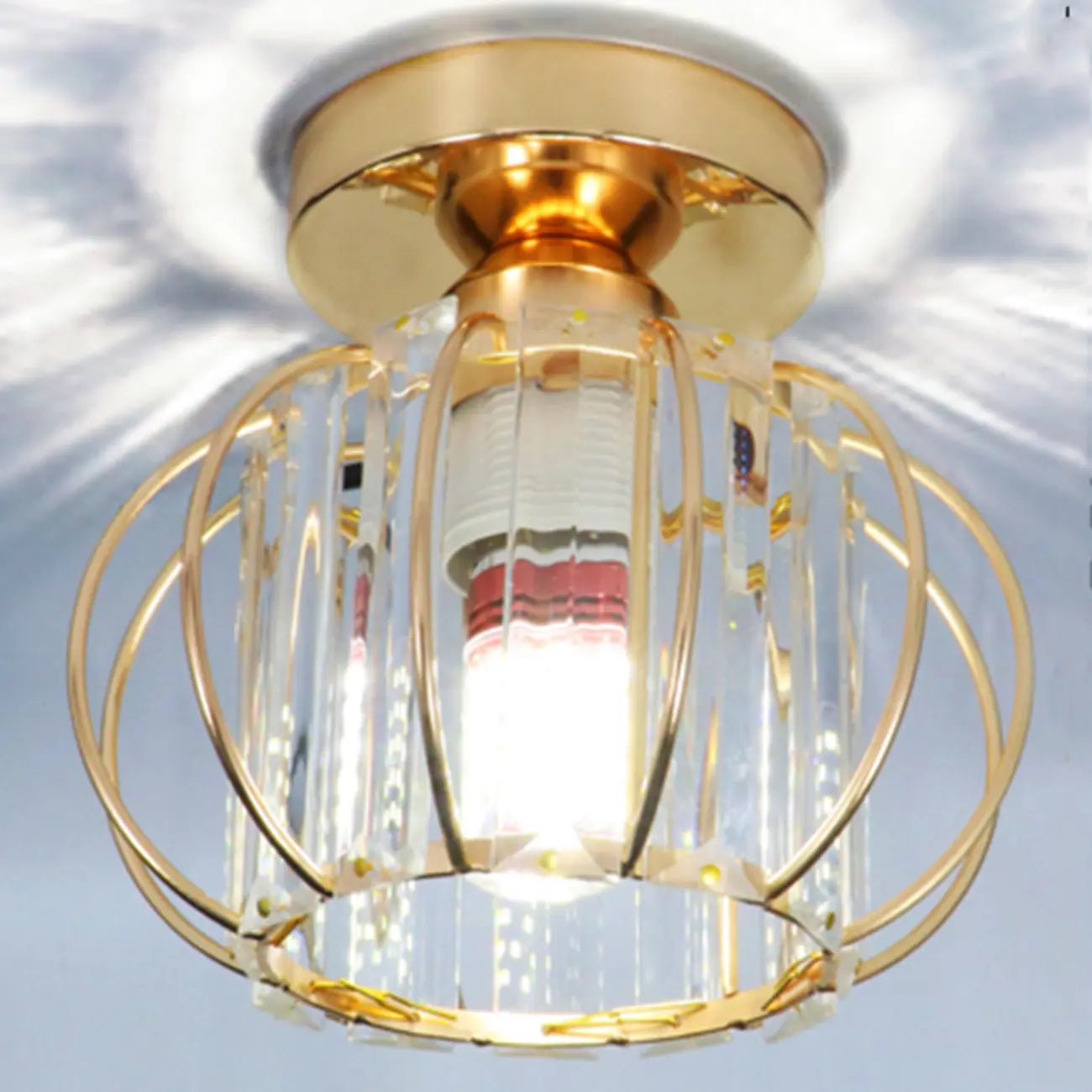 Plafonnier semi-encastré moderne en cristal noir pour couloir