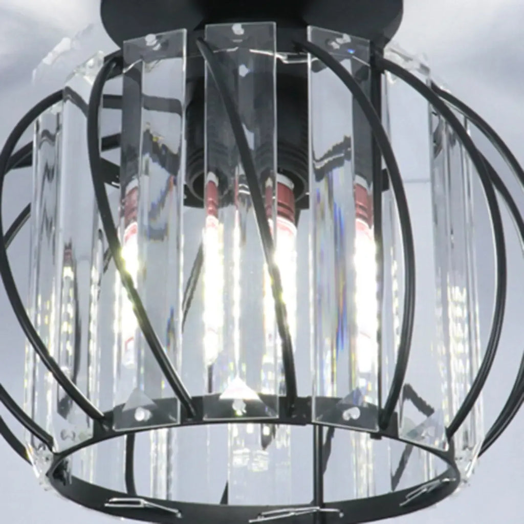 Plafonnier semi-encastré moderne en cristal noir pour couloir