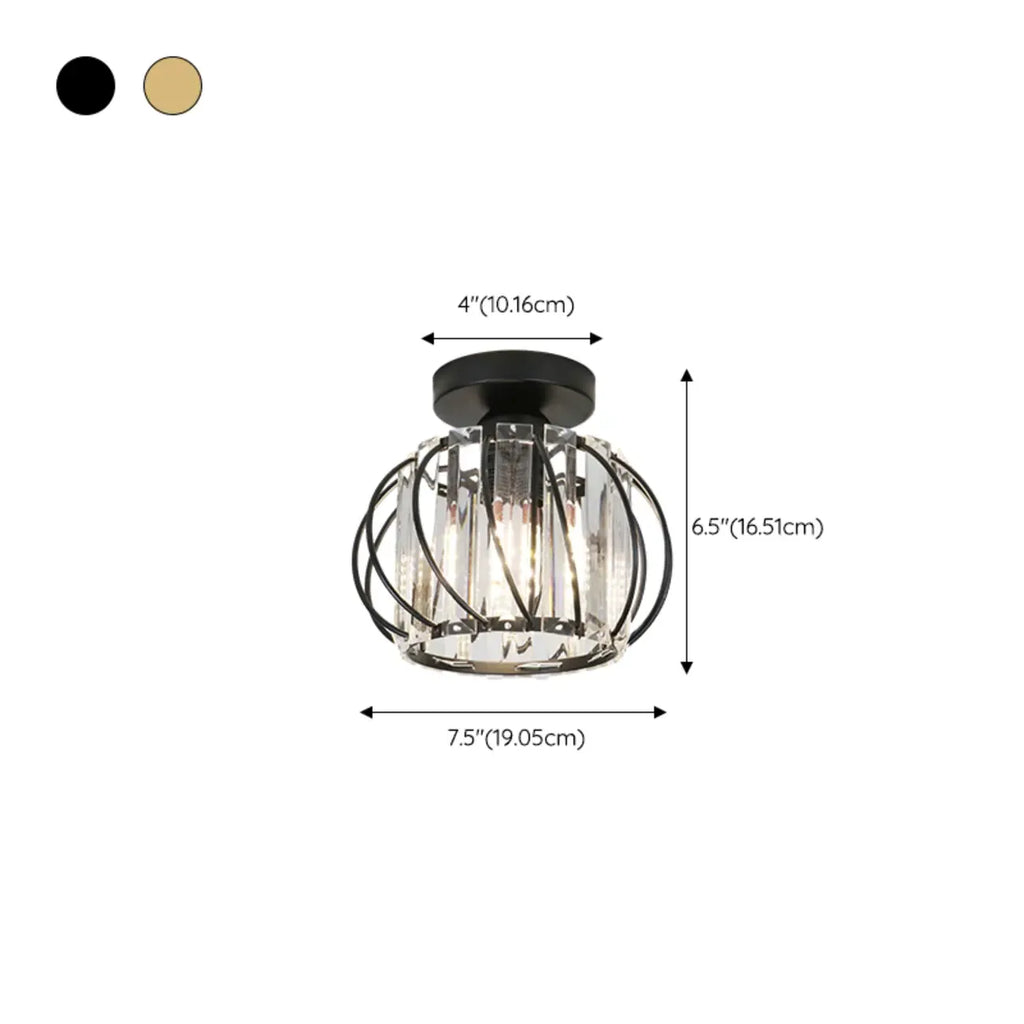 Plafonnier semi-encastré moderne en cristal noir pour couloir