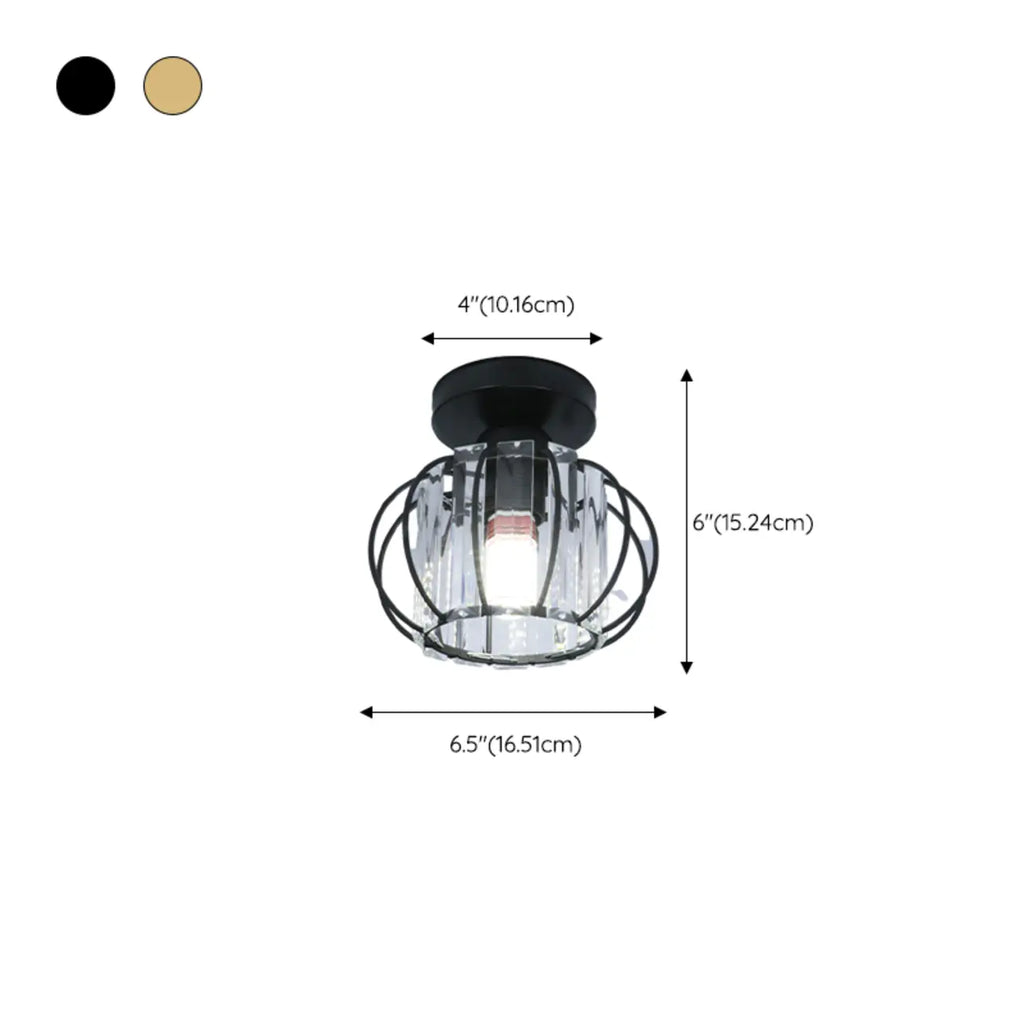Plafonnier semi-encastré moderne en cristal noir pour couloir