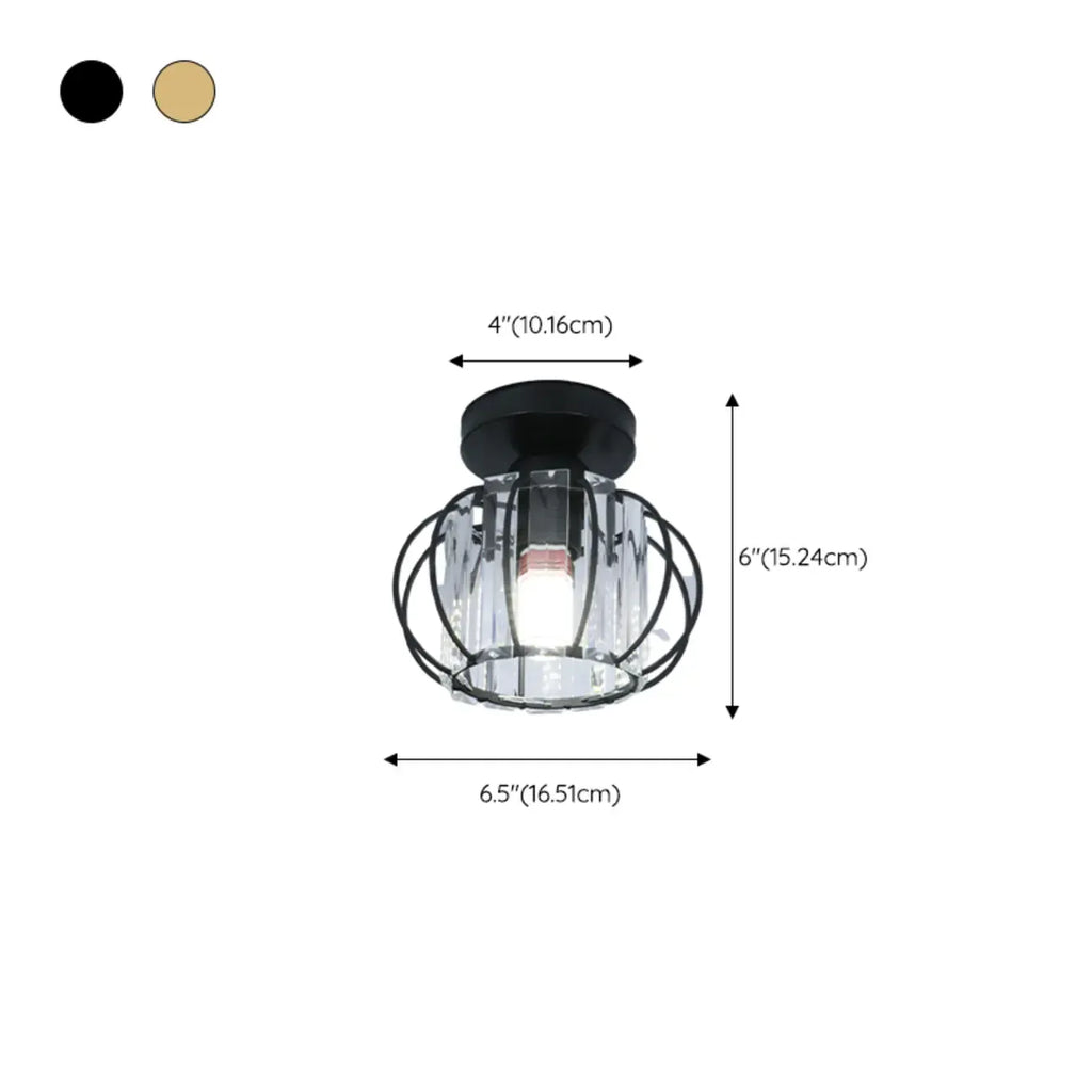 Plafonnier semi-encastré moderne en cristal noir pour couloir