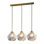 Suspension îlot contemporaine en verre à 3 lumières réglables