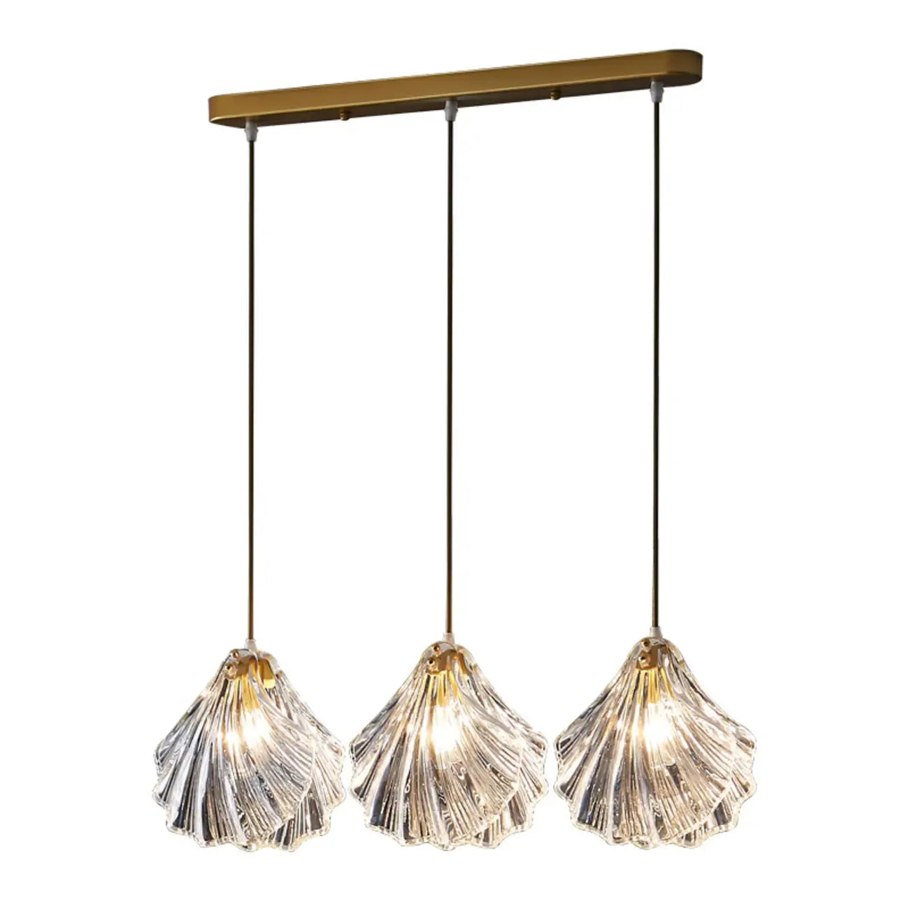 Suspension îlot contemporaine en verre à 3 lumières réglables