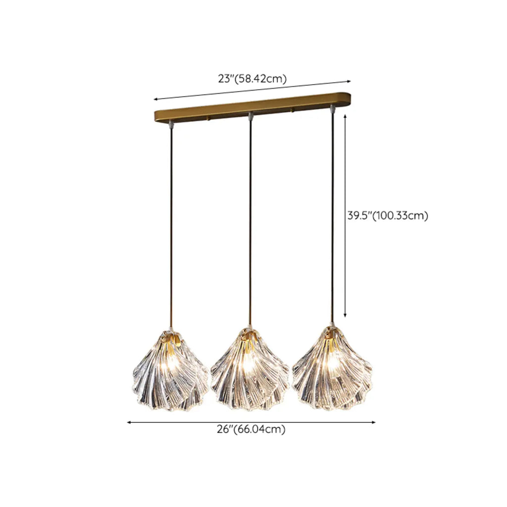 Suspension îlot contemporaine en verre à 3 lumières réglables