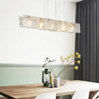 Suspension rectangulaire moderne en verre doré pour îlot de cuisine