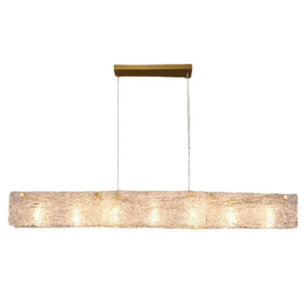 Suspension rectangulaire moderne en verre doré pour îlot de cuisine