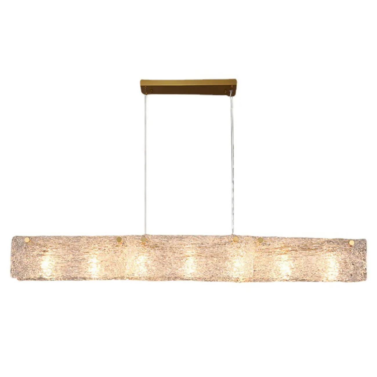 Suspension rectangulaire moderne en verre doré pour îlot de cuisine