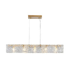 Suspension rectangulaire moderne en verre doré pour îlot de cuisine