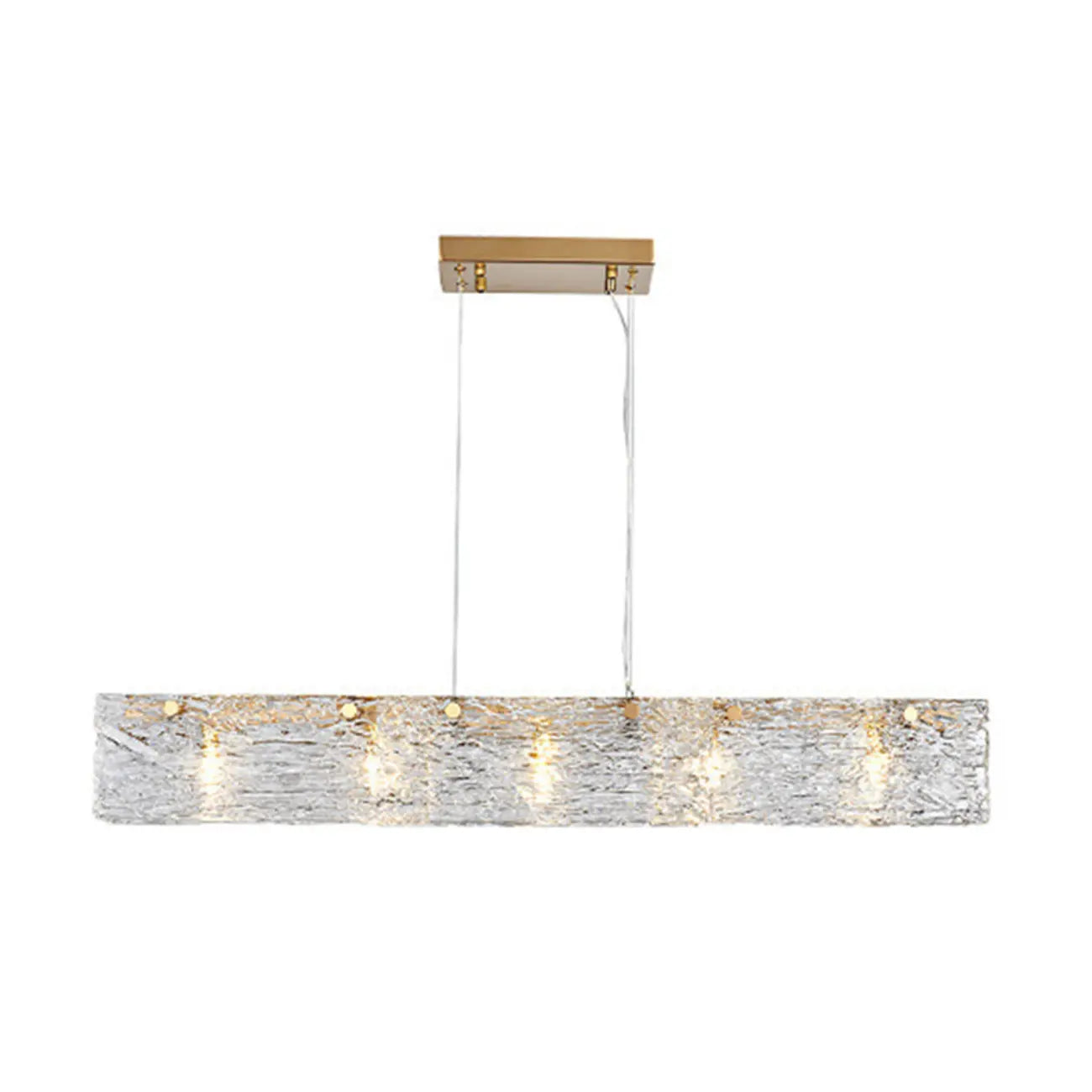 Suspension rectangulaire moderne en verre doré pour îlot de cuisine