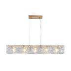 Suspension rectangulaire moderne en verre doré pour îlot de cuisine