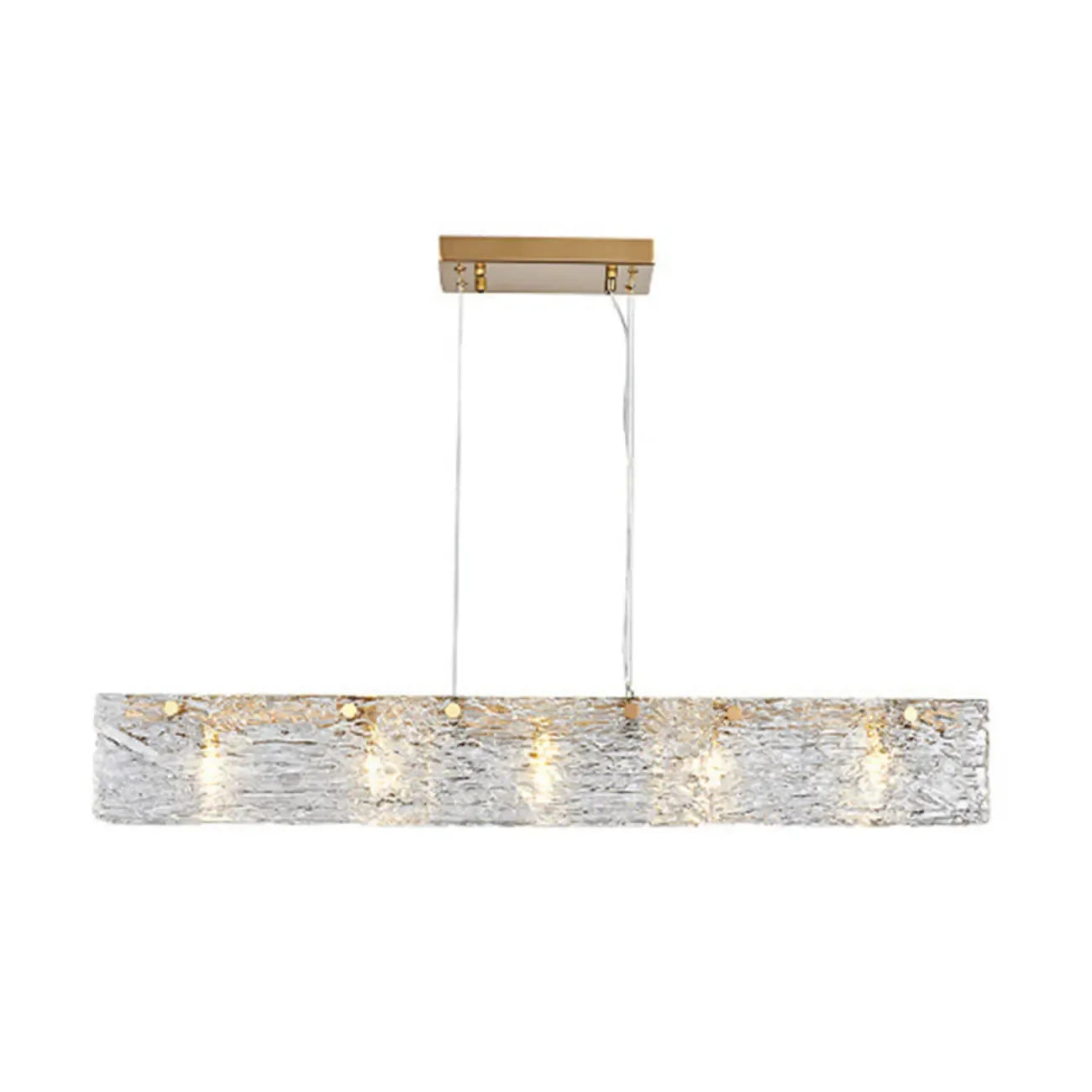 Suspension rectangulaire moderne en verre doré pour îlot de cuisine