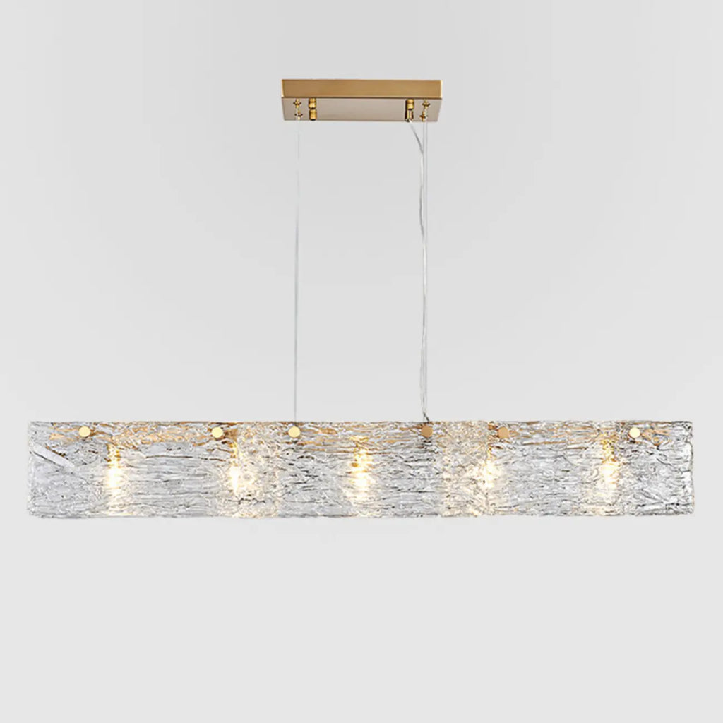 Suspension rectangulaire moderne en verre doré pour îlot de cuisine