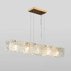 Suspension rectangulaire moderne en verre doré pour îlot de cuisine