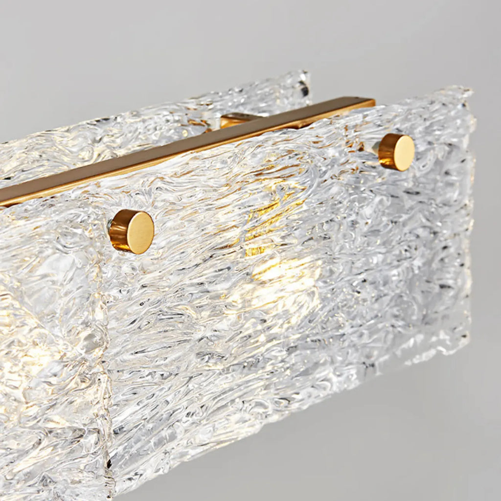 Suspension rectangulaire moderne en verre doré pour îlot de cuisine