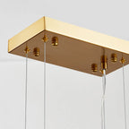 Suspension rectangulaire moderne en verre doré pour îlot de cuisine