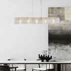 Suspension rectangulaire moderne en verre doré pour îlot de cuisine