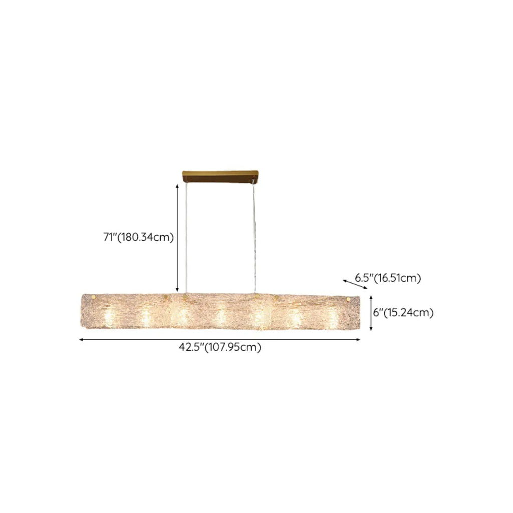 Suspension rectangulaire moderne en verre doré pour îlot de cuisine