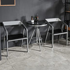 Table de bar ronde en bois noir industriel à hauteur réglable