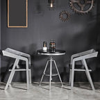 Table de bar ronde en bois noir industriel à hauteur réglable