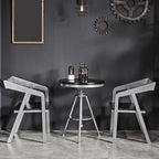 Table de bar ronde en bois noir industriel à hauteur réglable