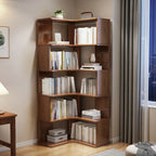 Bibliothèque d'angle ouverte à 5 niveaux en bois gris